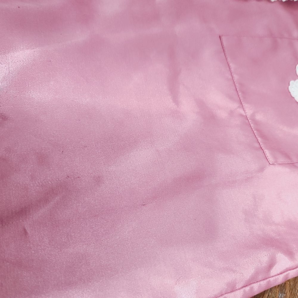 Vintage 90s Barbiecore Pink Lace Trim Sateen Pajama Top - Picture 11 of 16